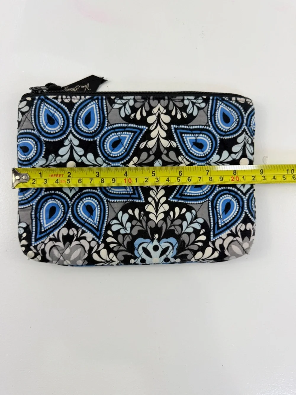 Vera Bradley Black and Blue Floral Zip Cosmetic‎ Pouch